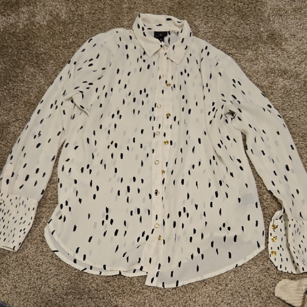 Worthington White and Black Patterned Men's Shirt